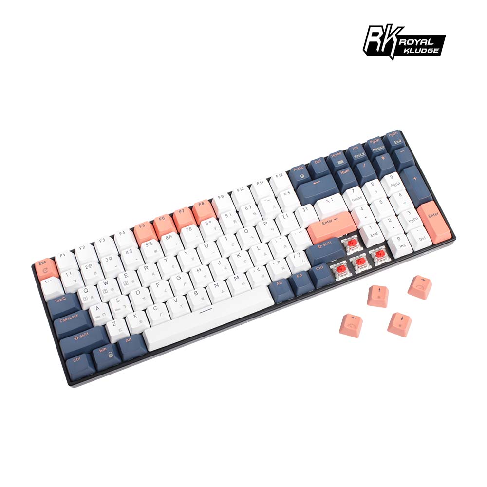 【RK】RK100 96% 藍牙三模無線機械鍵盤 紅軸 冰藍光 PBT 藍莓