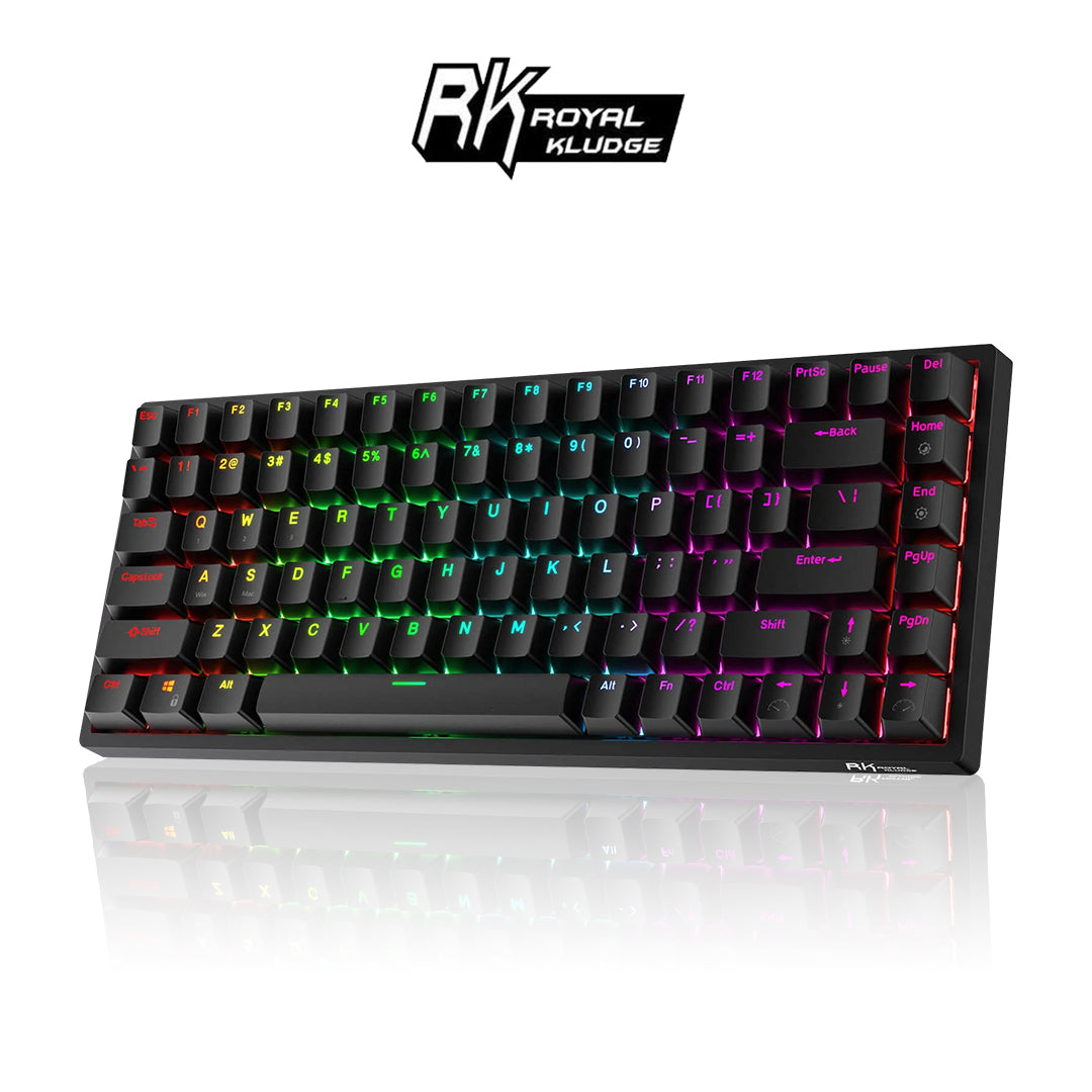 【RK】RK84 75% 藍牙三模無線機械鍵盤 茶軸 RGB 黑色