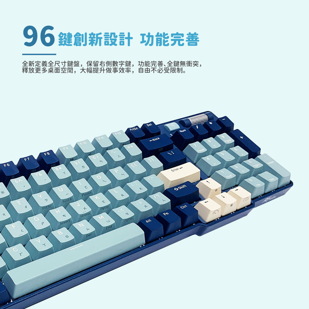【RK】96 90% 藍牙三模無線機械鍵盤K黃軸 RGB 森林藍|中文