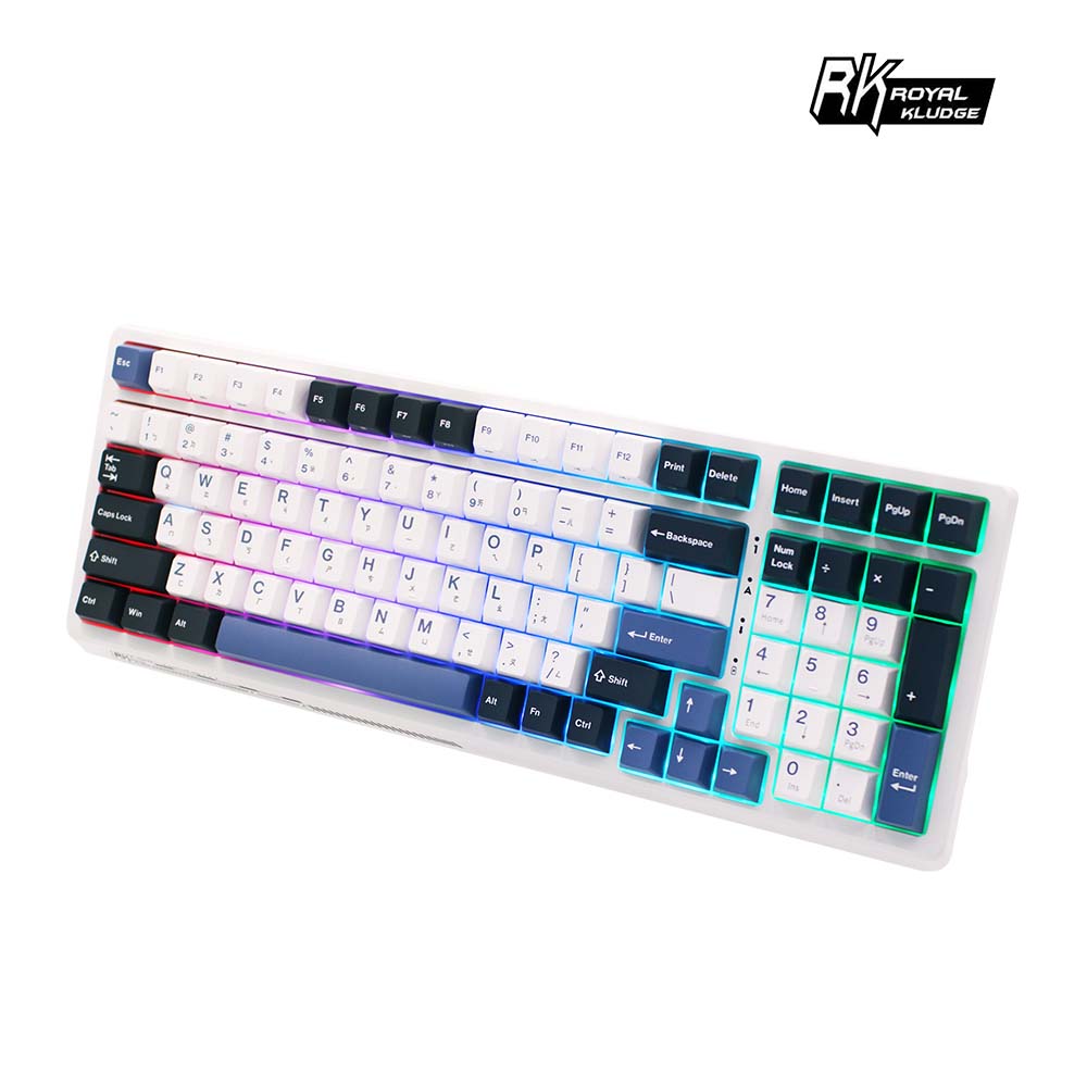 【RK】G98機械鍵盤 藍牙三模PBT鍵帽 100鍵K黃軸 RGB 藍色潮汐|注音