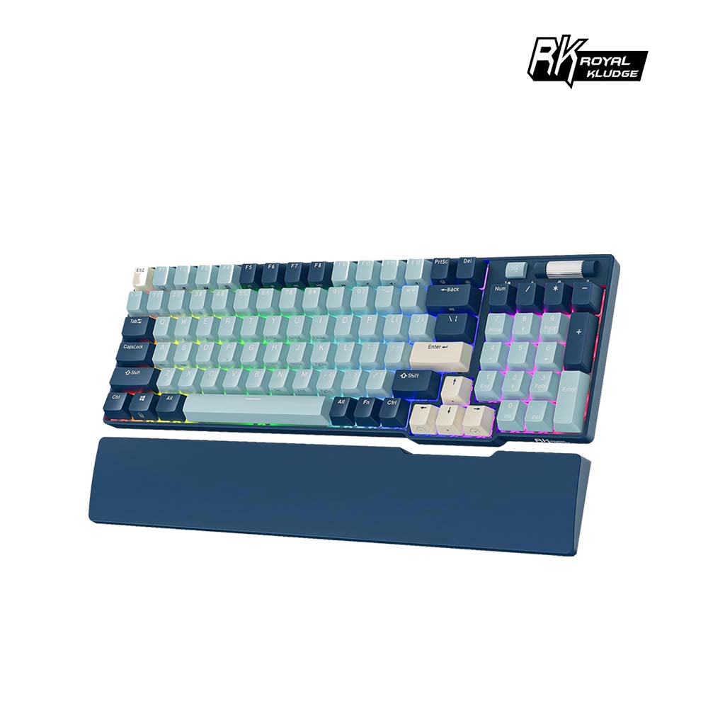 【RK】96 90% 藍牙三模無線機械鍵盤K黃軸 RGB 森林藍｜中文