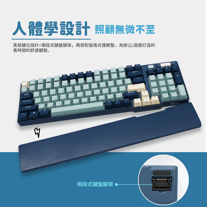 【RK】96 90% 藍牙三模無線機械鍵盤K黃軸 RGB 森林藍｜中文