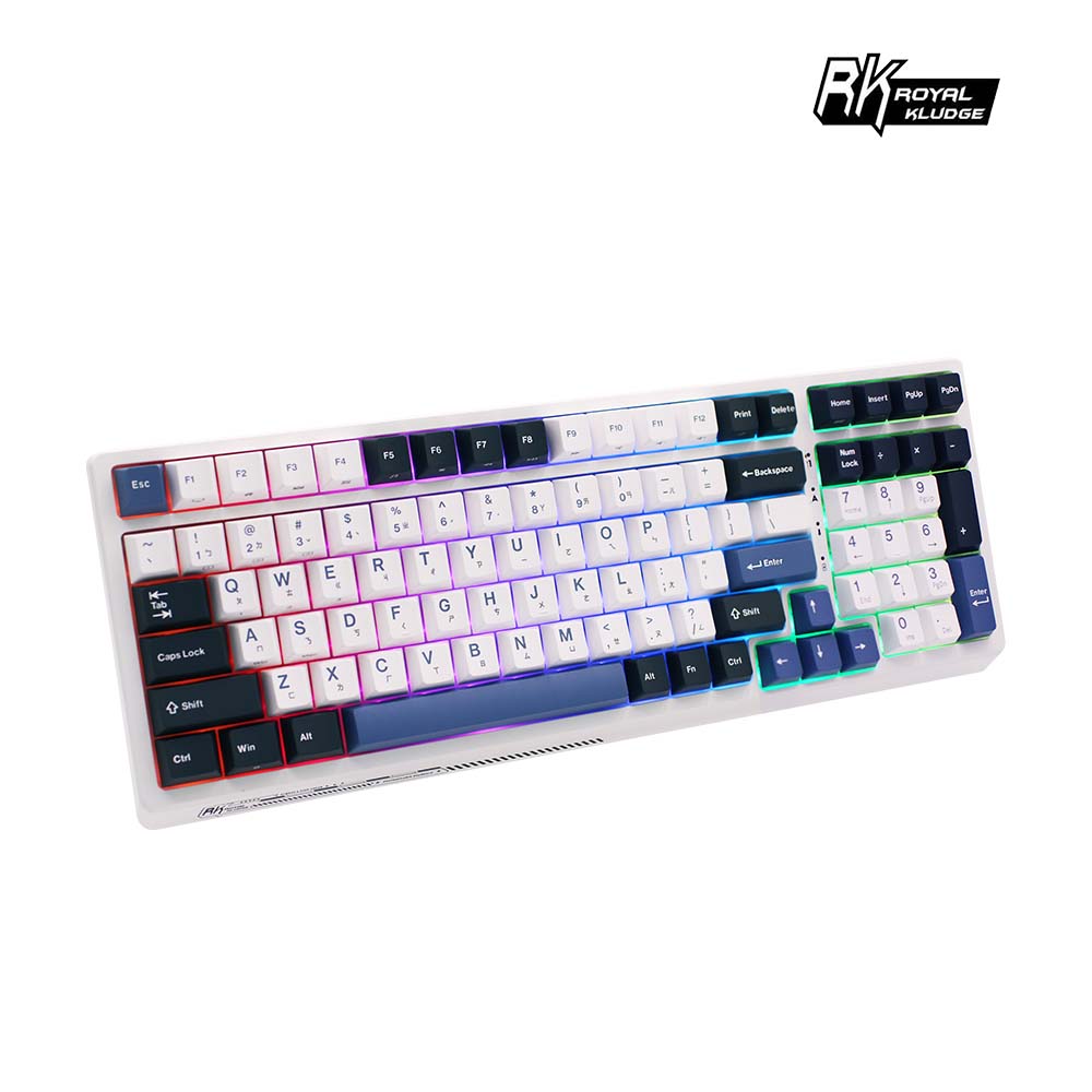 【RK】G98機械鍵盤 藍牙三模PBT鍵帽 100鍵K黃軸 RGB 藍色潮汐｜注音