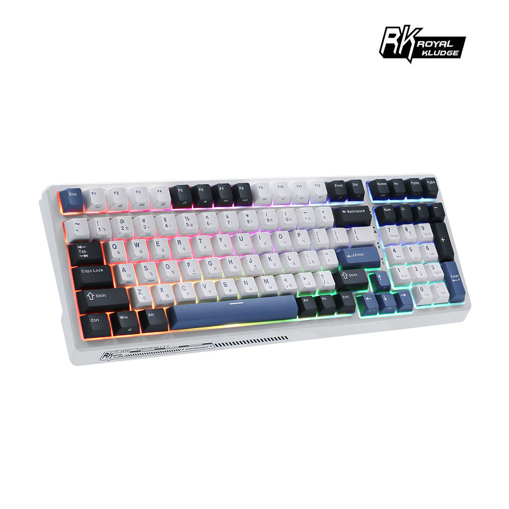 【RK】G98機械鍵盤 藍牙三模PBT鍵帽 100鍵K黃軸 RGB 藍色潮汐｜注音