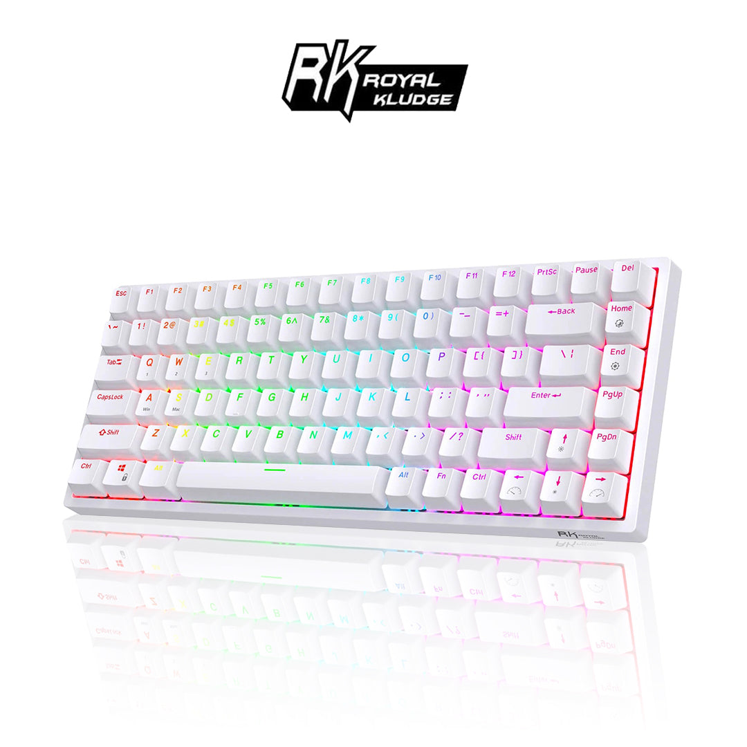【RK】RK84 75% 藍牙三模無線機械鍵盤 紅軸 RGB 白色
